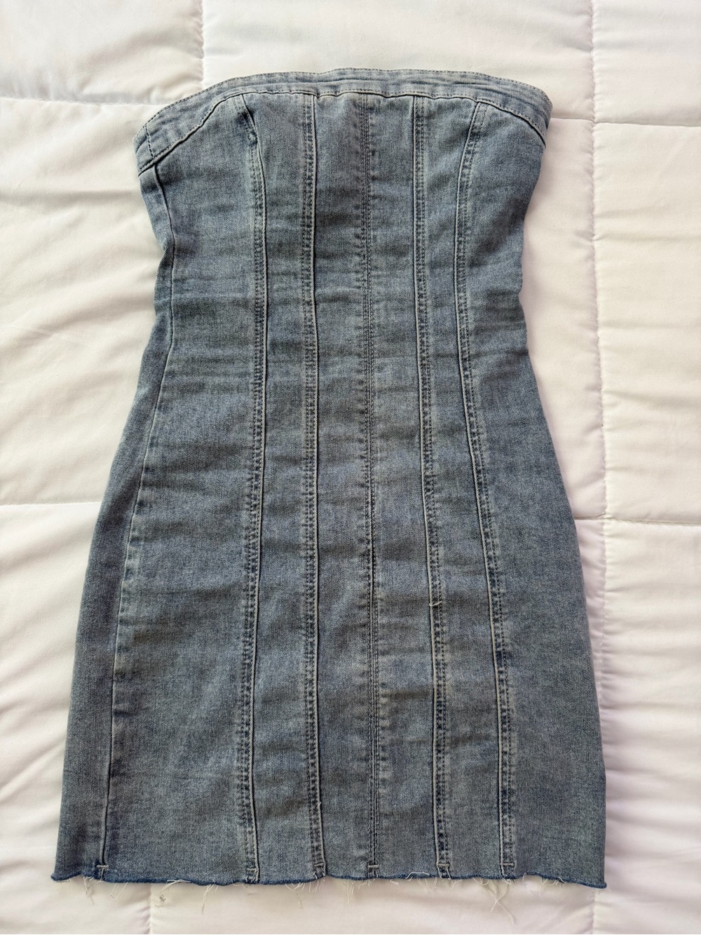 Princess Polly Strapless Faded Gray Denim Bodycon Dress